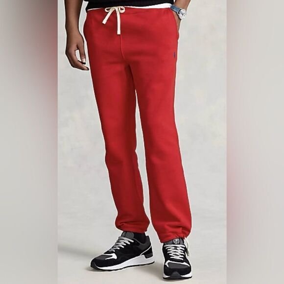 Polo Ralph Lauren Men Fleece Classic Fit Drawstring Red Sweatpants Size XL B - Picture 1 of 14